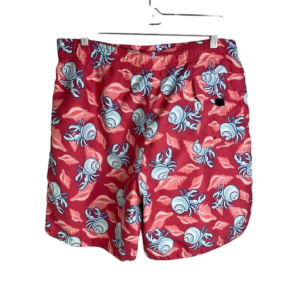 Vineyard Vines Swimming Trunks Mens Large Red Hermit Crab Print Quick Dry Short - Picture 3 of 8